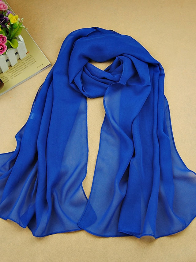Chiffon Scarf Dailywear Daily Date Red Pink Scarf Pure Color / Basic / Fall / Winter / Spring for Women