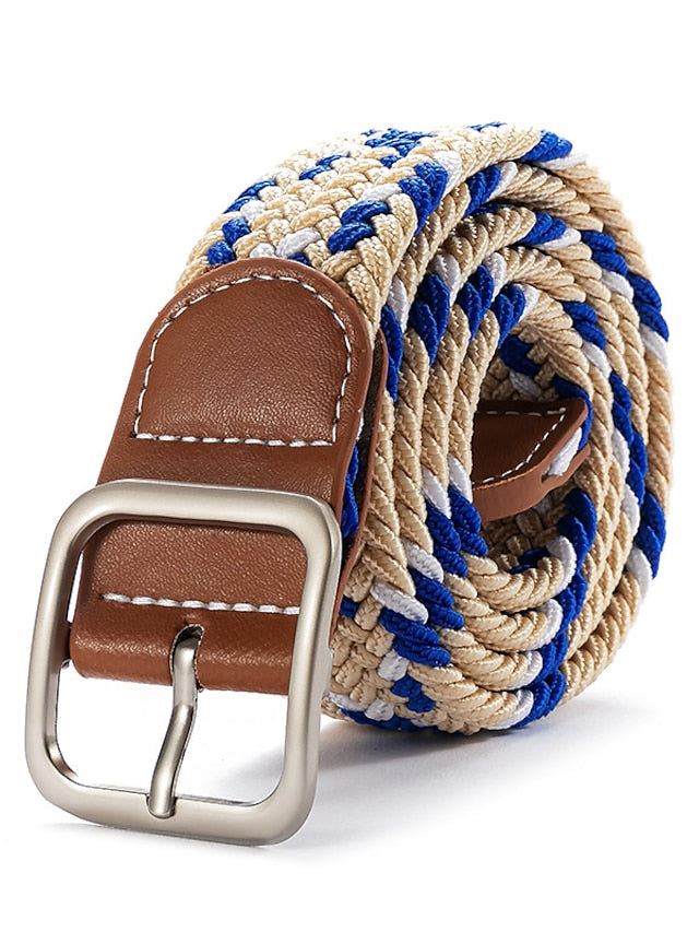 Men's Web Belt Canvas Buckle Free Plain Classic Casual Work Daily Black / White Black Blue Green for Women