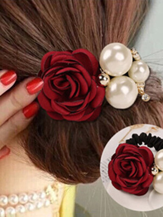 1pc Hair Ties Scrunchie For Street Daily Holiday Handmade Pearl Fabric Light Pink Light Purple Green for Women