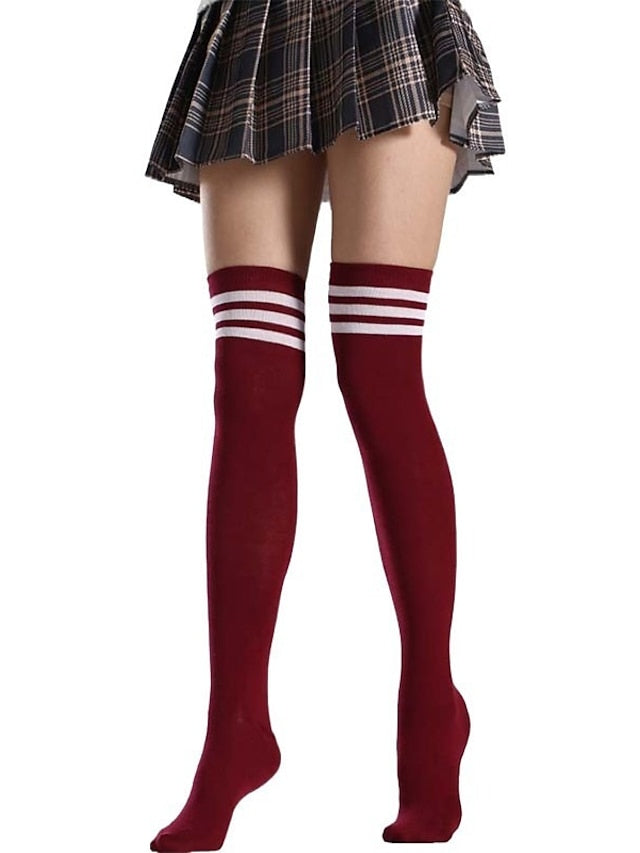 Stockings Work Daily Holiday Solid Color Polyester Simple Casual Lolita Leg Shaping Casual Cute 1 Pair for Women
