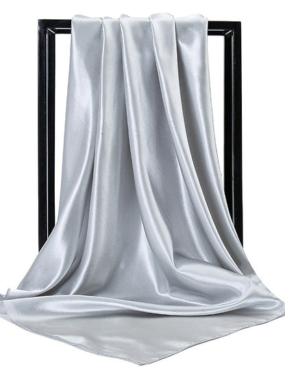 1pcs 90*90cm Solid Colors Neckerchief Hijab Scarf For Women Silk Satin Headband Hair Scarves Female Square Shawls Head Scarfs For Ladies for Women