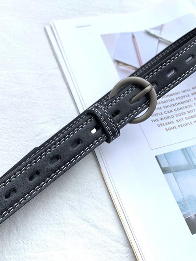 Unisex PU Buckle Belt PU Leather Prong Buckle Plain Casual Classic Party Daily White Black Brown for Women
