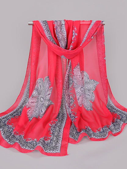 Scarves Gift Daily Holiday Chiffon Vacation Classical Vintage Retro Dancing Casual 1 PC for Women