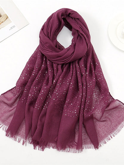 1 PC Sequins Cotton Viscose Muslim Hijab Scarves Women Long Shawls Solid Headscarf Head Wraps Islamic Turban Headband Foulard Bandana for Women
