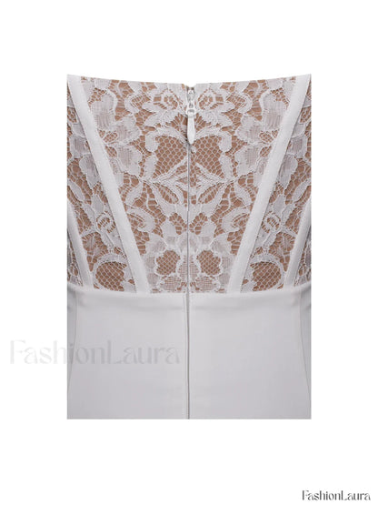 Junia White Lace Charming Corset Maxi Dress