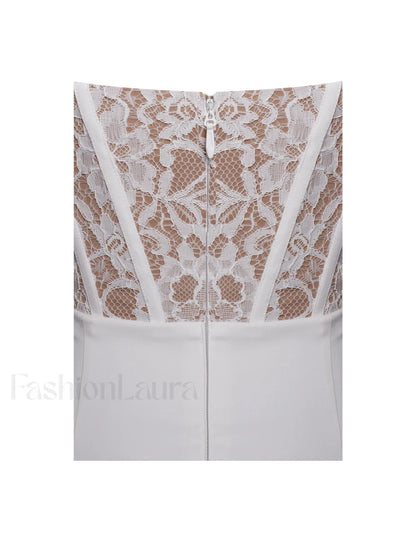 Junia White Lace Charming Corset Maxi Dress