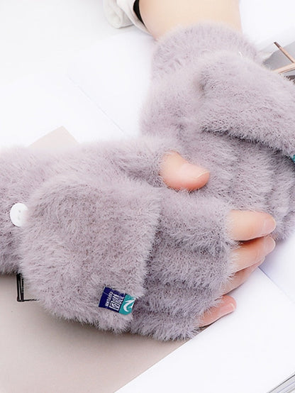 Convertible Fingerless Gloves Mittens Daily Holiday Solid / Plain Color Polyester Simple Warm 1 Pair for Women