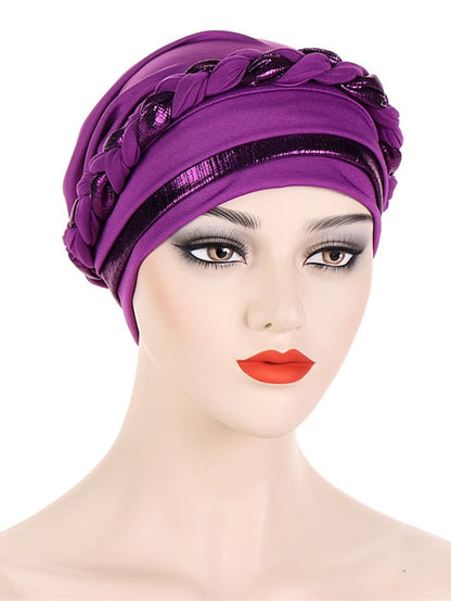 8 Colors Muslim Women Inner Caps Braided Bandanas Hijab Comfort Fashion Turban Hat Colorful Chemo Hats Head Wearing turbante for Women