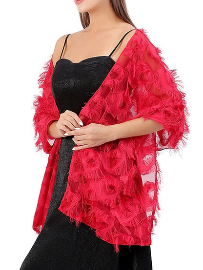Shawls & Wraps Party Wedding Cocktail Party Black Silver White Scarf Pure Color for Women