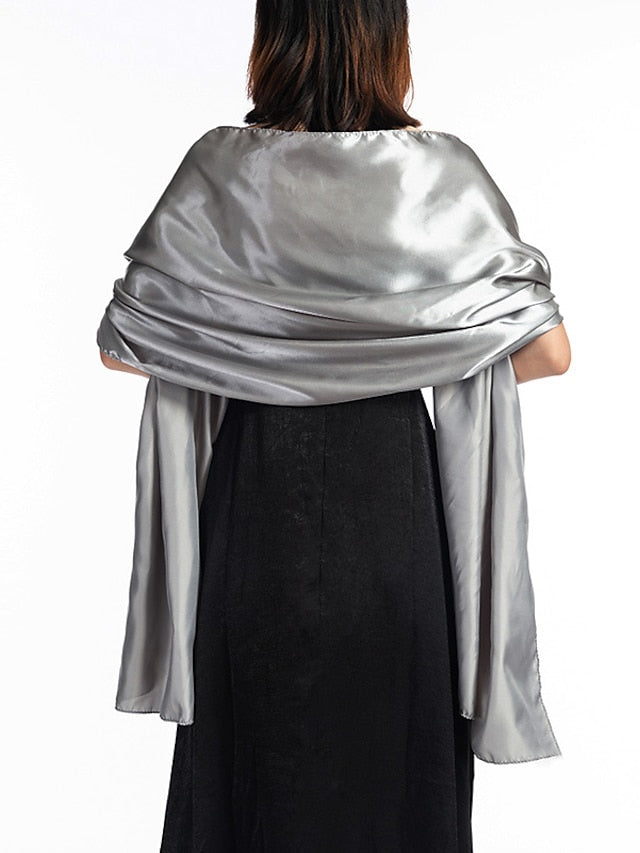 Shawls & Wraps Party Holiday Cocktail Party Silver Red Purple Scarf Pure Color / Satin / Fall / Winter / Spring / Summer for Women