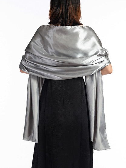 Shawls & Wraps Party Holiday Cocktail Party Silver Red Purple Scarf Pure Color / Satin / Fall / Winter / Spring / Summer for Women