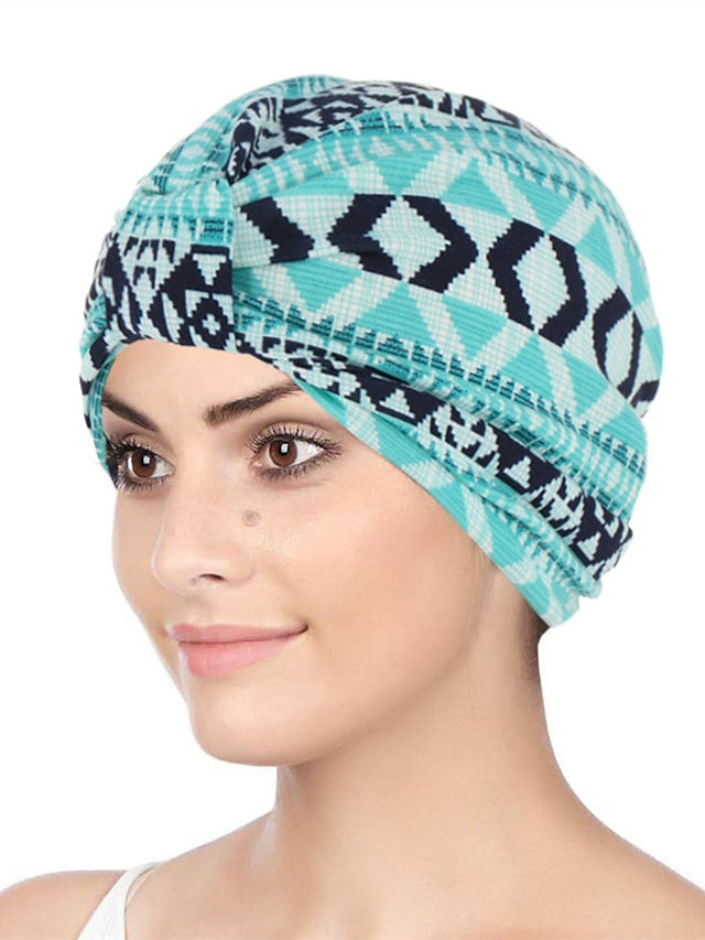 Casual Women Indian Arab Wrap Women Muslim Turban Caps Print Hijab Bonnet Inner Hijab Caps Muslim Headdress Ready To Wear for Women