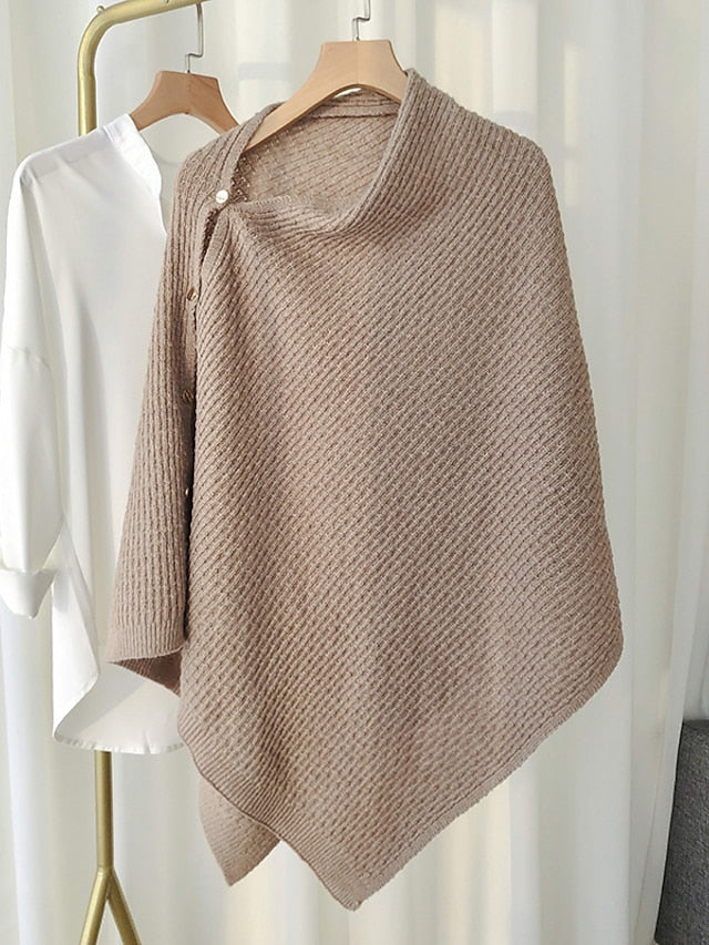 New Autumn Winter Women Ladies Thick Knitting Cape Coat Warm Poncho Oblique Stripe Coat Bohemian Shawl Scarf Solid Women Scarf for Women