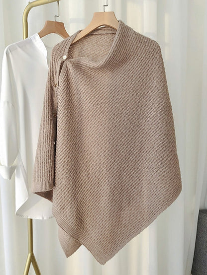 New Autumn Winter Women Ladies Thick Knitting Cape Coat Warm Poncho Oblique Stripe Coat Bohemian Shawl Scarf Solid Women Scarf for Women