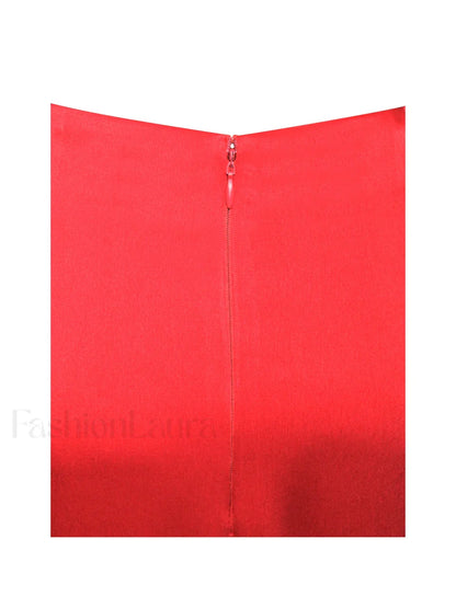 Kadesha Red Crystal High Graceful Slit Satin Corset Gown