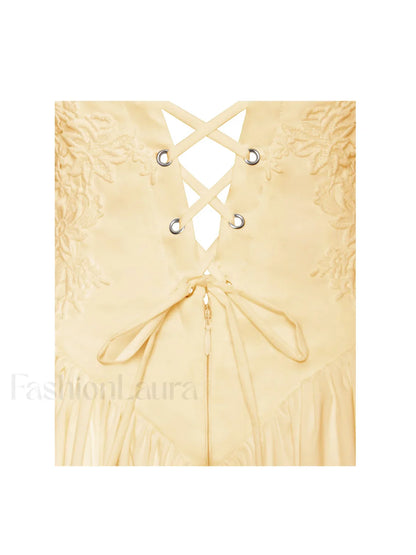 Kadi Yellow Cotton Drop Graceful Waist Corset Mini Dress