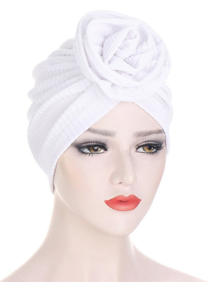 7 Colors Choice Fashion Muslim Women Big Flower Turban Hat Scarf Headwrap Hair Care Beanie Hijab Headwear Hair Accessories for Women