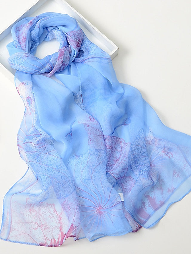 Flower Summer Women Thin Style Scarf Bandana Soft Bandana Female Elegant Shawl Hijab Hairscarves Beach Scarf for Women