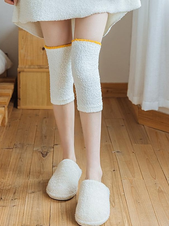 Leg Warmers Boot Cuffs Thick Winter Warm Socks Home Office Daily Solid Color Polyester Spandex Basic Casual Classic Warm Cute 1 Pair for Women