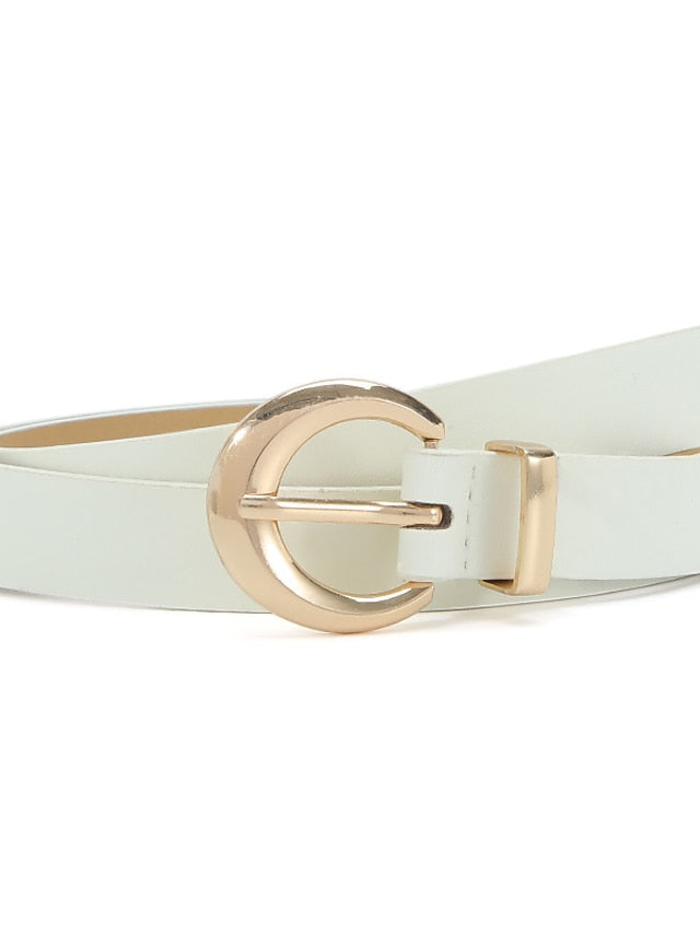Unisex PU Buckle Belt PU Leather Metal Bucke Plain Casual Classic Party Daily White Black Pink Red for Women