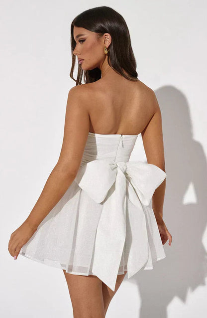 Minivestido informal brillante para mujer con lazos en la parte trasera | Ideal para primavera/verano