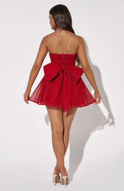 Minivestido informal brillante para mujer con lazos en la parte trasera | Ideal para primavera/verano