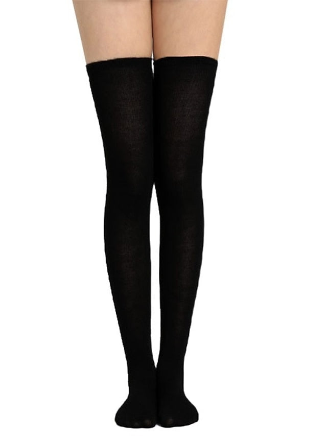 Stockings Work Daily Holiday Solid Color Polyester Cotton Simple Casual Lolita Casual Cute Casual / Daily 1 Pair for Women