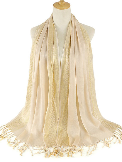 Plain Fashion Print Glitter Tassels Plaid Stripe Scarf Long Hijab Muslim Scarves/scarf for Women