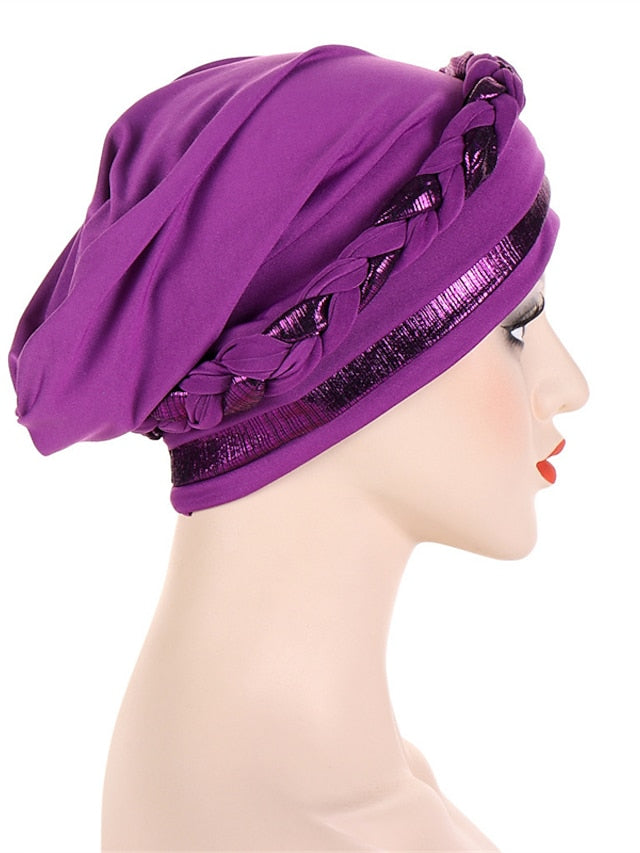 8 Colors Muslim Women Inner Caps Braided Bandanas Hijab Comfort Fashion Turban Hat Colorful Chemo Hats Head Wearing turbante for Women