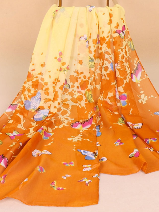 1PC Spring Summer Autumn Women Lady Butterfly Chiffon Neck Scarf Shawl Fashion Thin Style Elegant Scarver for Women