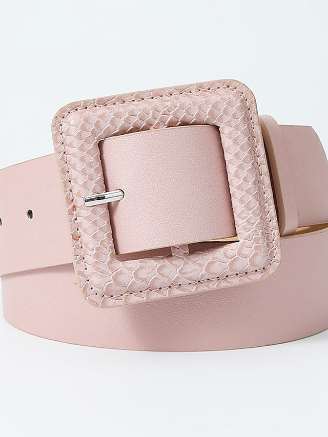 Unisex PU Buckle Belt PU Leather Prong Buckle Plain Classic Casual Party Work Violet Black White Pink for Women