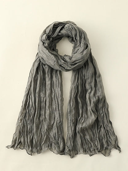 1pcs New Thin Pleated Women Scarf Hijabs Plain Color Girls Scarfs Ladies Shawl Wrap Headband Soft Warm Scarves for Women