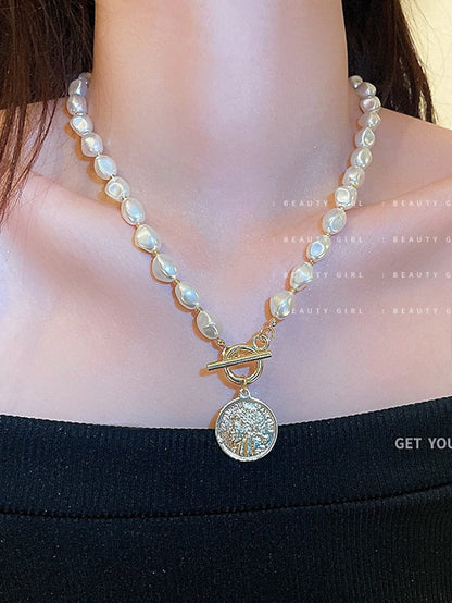 1PC Necklace For Pearl Necklace for Women 18k Gold Filled Dainty Freshwater Pearl Necklace Handmade Simple Pearl Necklaces Everyday Jewelry Gifts for Women