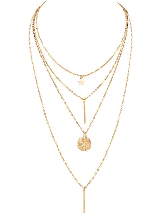 1pc Long Necklace For Party / Evening Gift Alloy Coin Bar Star for Women