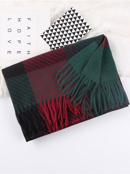 Shawls & Wraps Christmas Street Dailywear Camel Blue Pink Scarf Plaid for Women