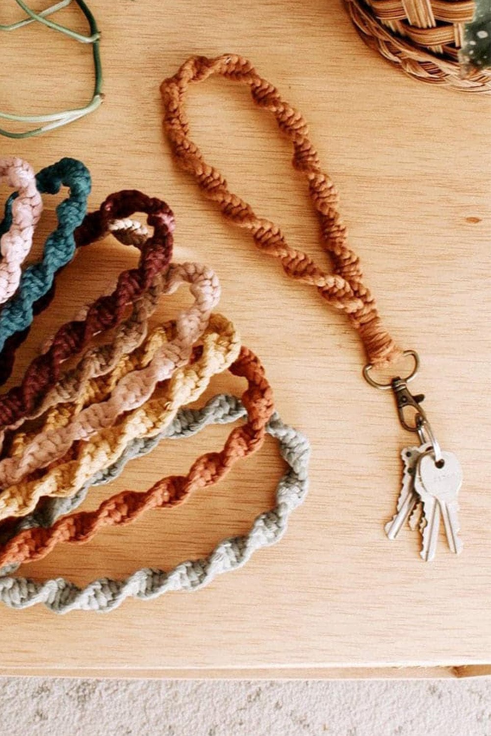Khaki Twisted Rope Keychain with Wristlet
