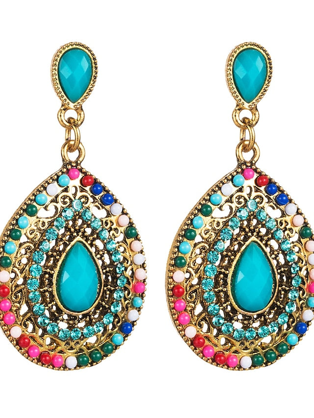1 Pair Colorful Earrings For Party Evening Prom Beach Alloy Pear Cut for Women