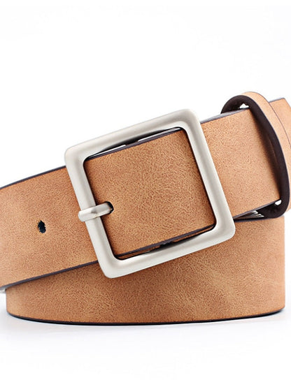 Unisex PU Buckle Belt PU Leather Prong Buckle Plain Casual Classic Party Daily White Black Pink Red for Women