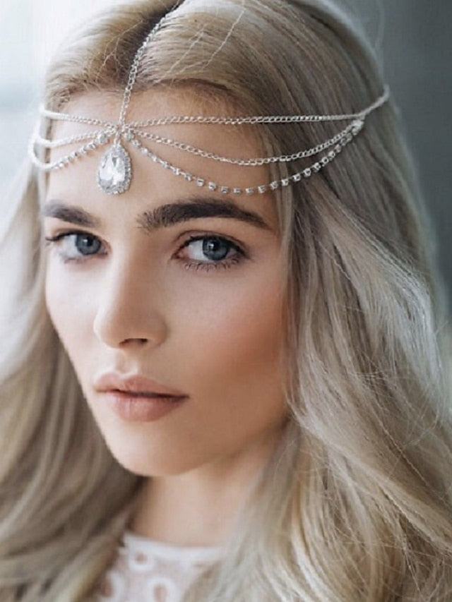 1pc Headbands Hair Accessory Set For Wedding Gift Holiday Head Alloy Golden Silver for Women