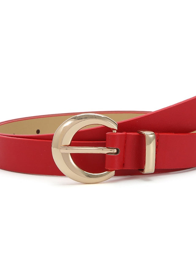 Unisex PU Buckle Belt PU Leather Metal Bucke Plain Casual Classic Party Daily White Black Pink Red for Women