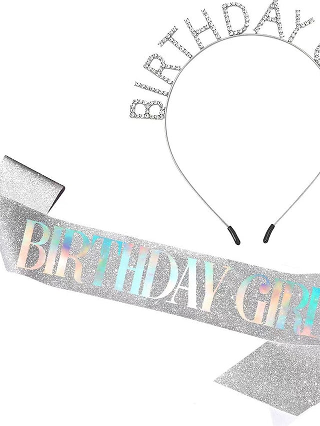 1PC Headbands Headband For Birthday Glitter Alloy Silver Golden Champagne for Women