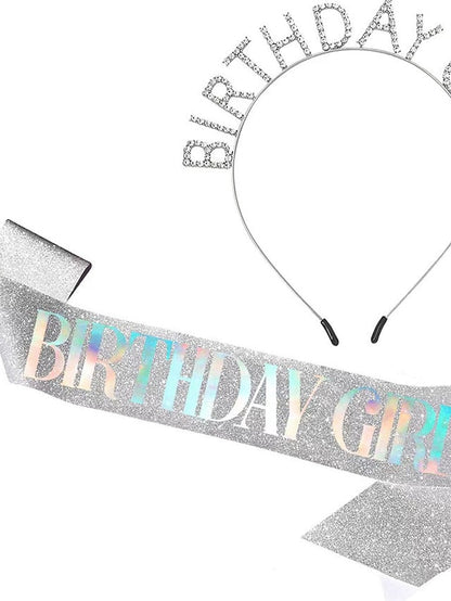 1PC Headbands Headband For Birthday Glitter Alloy Silver Golden Champagne for Women