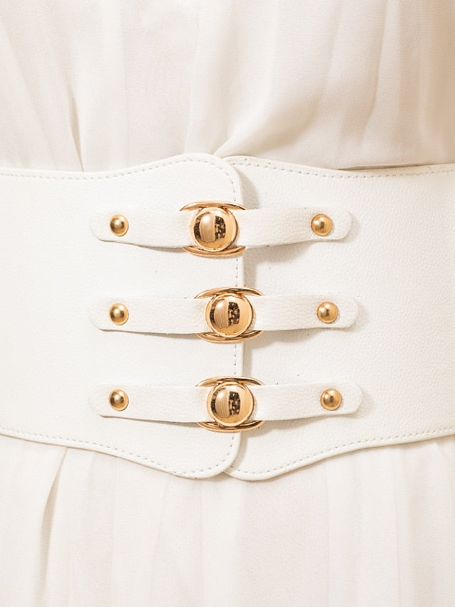 Wide Belt Party Wedding Street Daily Black White Belt Pure Color Red Fall Winter Spring Summer for Women