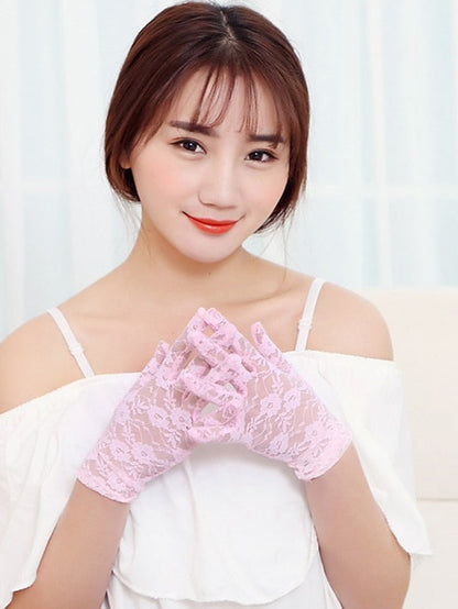 Lace Gloves Wedding Party Evening Holiday Polyester Vacation Bridal Gloves Lolita 1 Pair for Women
