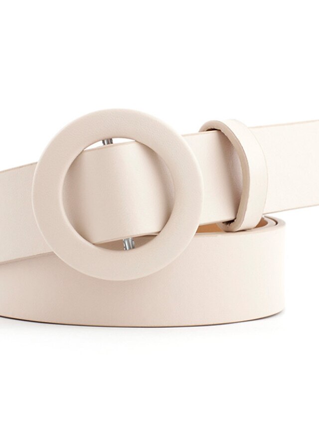 Unisex PU Buckle Belt PU Leather Sliding Buckle O-ring Casual Classic Party Daily White Black Pink Red for Women