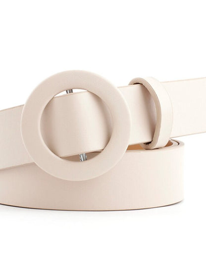 Unisex PU Buckle Belt PU Leather Sliding Buckle O-ring Casual Classic Party Daily White Black Pink Red for Women