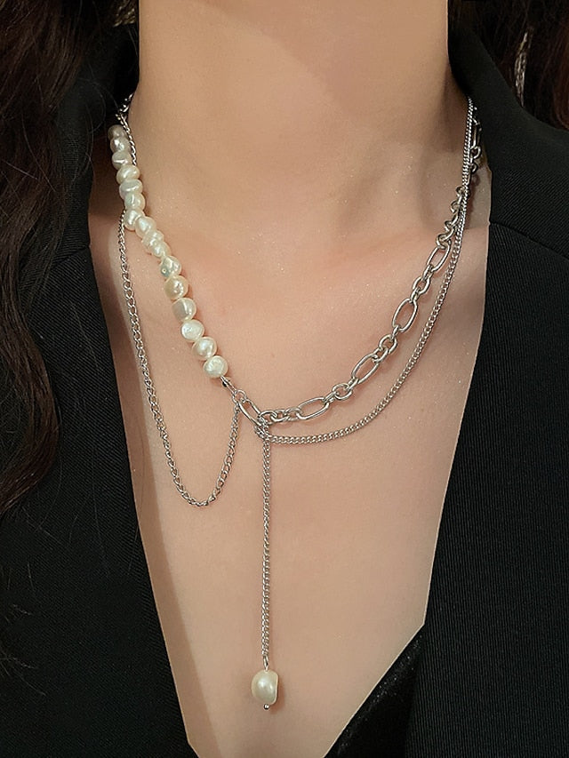 1PC Necklace For Pearl Necklace for Women 18k Gold Filled Dainty Freshwater Pearl Necklace Handmade Simple Pearl Necklaces Everyday Jewelry Gifts for Women