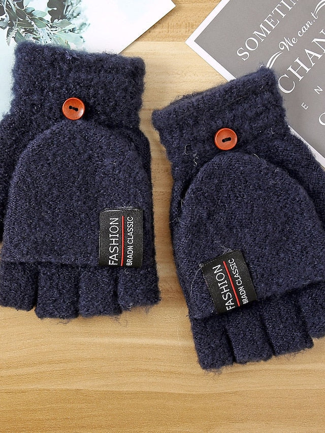 Men's Fingerless Gloves Warm Winter Gloves Gift Daily Letter Polyester Acrylic Fibers Simple Warm 1 Pair for Women