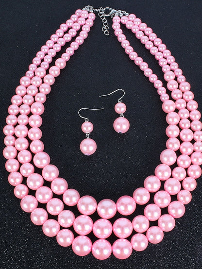 necklace Chic & Modern Party Pure Color Jewelry Sets / Imitation Pearl / White / Red / Purple / Fall for Women