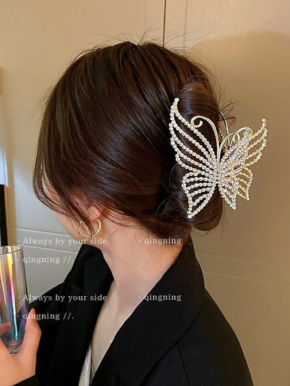 1pc Girls' Hair Claws Butterfly Hair Claw Clip for Girls Extra Large Metal Claw Clips for Thick Hair Pretty Hair Clips 4.5 Inch Big Flower Tassel Claw Clip for Women